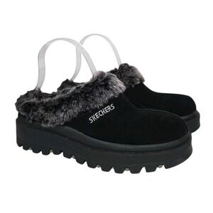Sketchers Fortress Clogs Y2K 2019 Faux Fur‎ Sz 8.5 Chunky Shoes Womens
